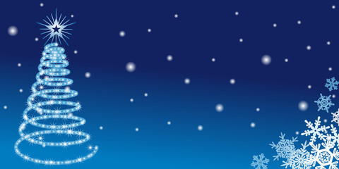 Fototapeta na wymiar Christmas tree Illuminated, blue color