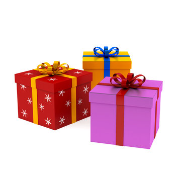 Set of christmas and birhday gift boxes / Isolated