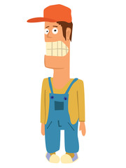 illustration of staying worker  wearing cap