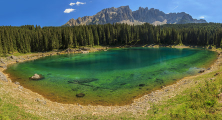 Carezza Lake in Dolomites,Val Di Fassa,South Tyrol,Italy