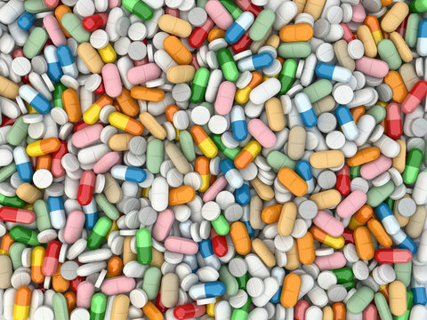 Medicine pills background.