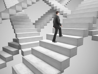 man climbing stairs