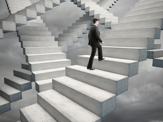 businessman climbing stairs