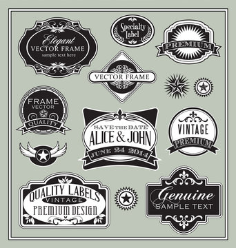 vintage labels frames design elements