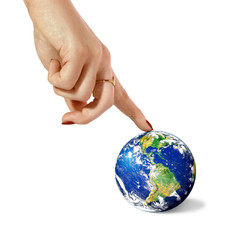 hand and planet Earth