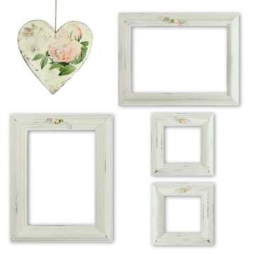 Collection of shabby chic distressed picture frames