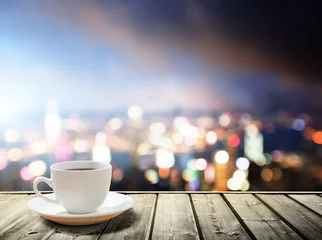 Fotobehang coffee on table in the night city © Iakov Kalinin
