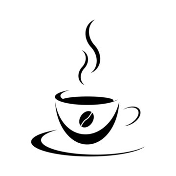 Tasse schwarz mit Bohne