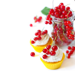 Cupcakes and berries.