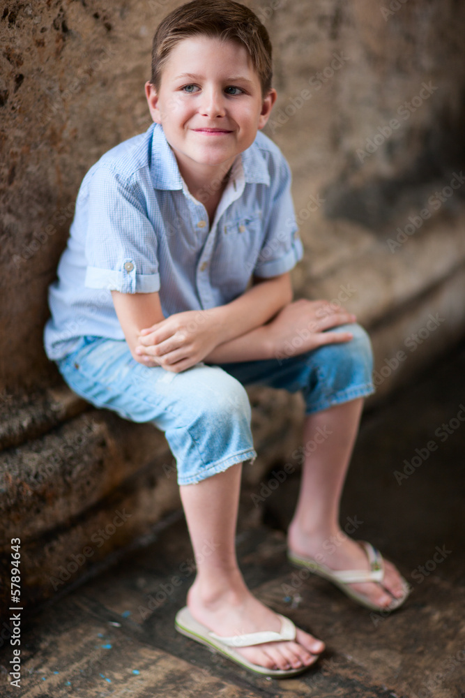 Sticker outdoors boy portrait