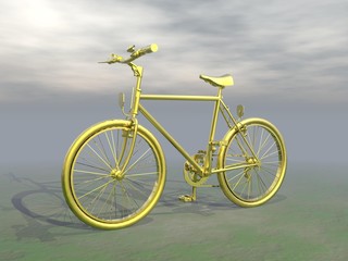 Golden mountain bike - 3D render