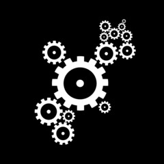 abstract vector cogs, gears on black background