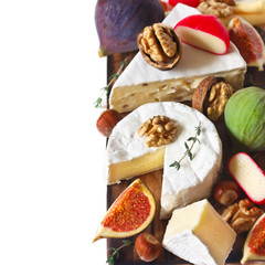Cheese and fruits.