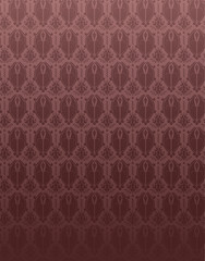 Seamless Pattern Red Retro Damask Flower Background