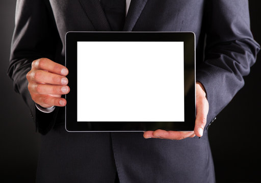 Businessman Holding Digital Tablet