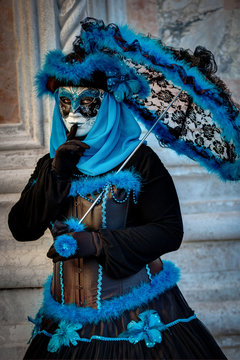 VENICE, ITALY - FEBRUARY 8: Unidentified person in Venetian mask