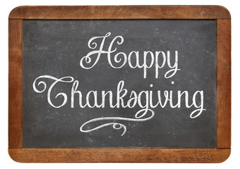 Obraz premium Happy Thanksgiving on blackboard