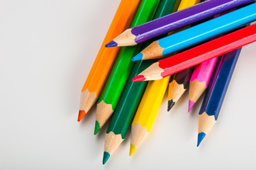 Variety multicolor wood pencils isolated