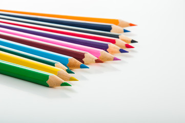 Fototapeta premium Variety multicolor wood pencils isolated