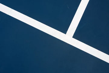 Zelfklevend Fotobehang Modern Blue Tennis Court Lines for Background © 33ft
