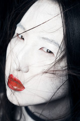 Asian girl with red lips