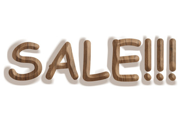Business concept:  wooden word sale on white background