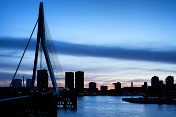 Wall murals Erasmus Bridge City of Rotterdam Skyline Silhouette