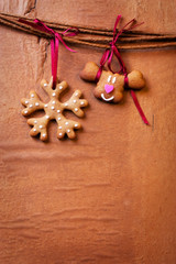 Süße Vintage Weihnachtskarte mit Cookies - Copyspace