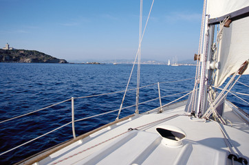 Fototapeta na wymiar Bay of bandol from sailboat, France