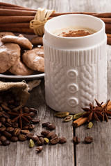 Fototapeta na wymiar Coffee, spices and chocolate meringue cookies