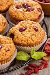 Muffins with dried berries