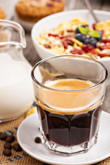 Coffee for breakfast with granola