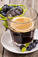 Coffee with fresh blueberries