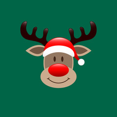 Fototapeta na wymiar Abstract Christmas Card Rudolph Face Green