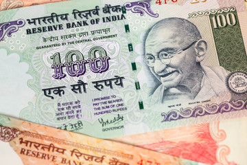 Obraz na płótnie Canvas Indie rupia pieniądz banknot zbliżenie