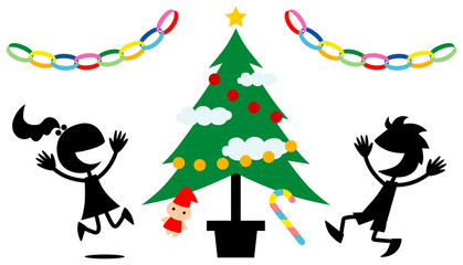 クリスマスツリーと子供