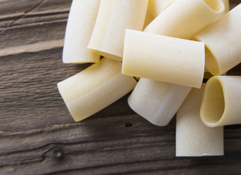 Raw paccheri pasta