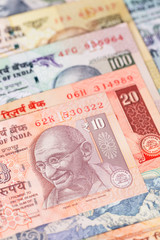 India rupee money banknote close-up
