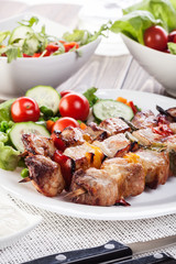 Grilled shashlik with vegetables