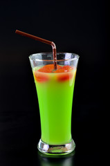 Guava shake drink in glass and tomato