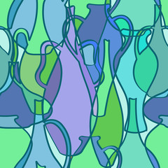 Seamless pattern of vases