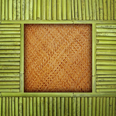 rattan background with bamboo frame