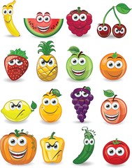 Мультфильм фруктов с разными эмоциями