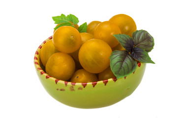 Yellow bright cherry tomato