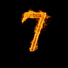 Fire alphabet number 7 seven