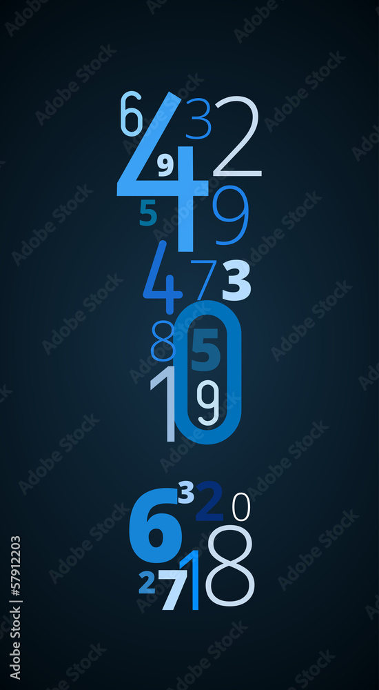 Poster exclamation mark, vector font from numbers