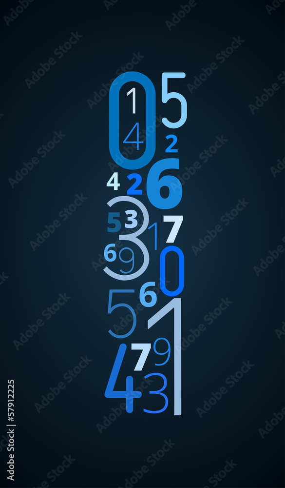 Poster exclamation mark, vector font from numbers