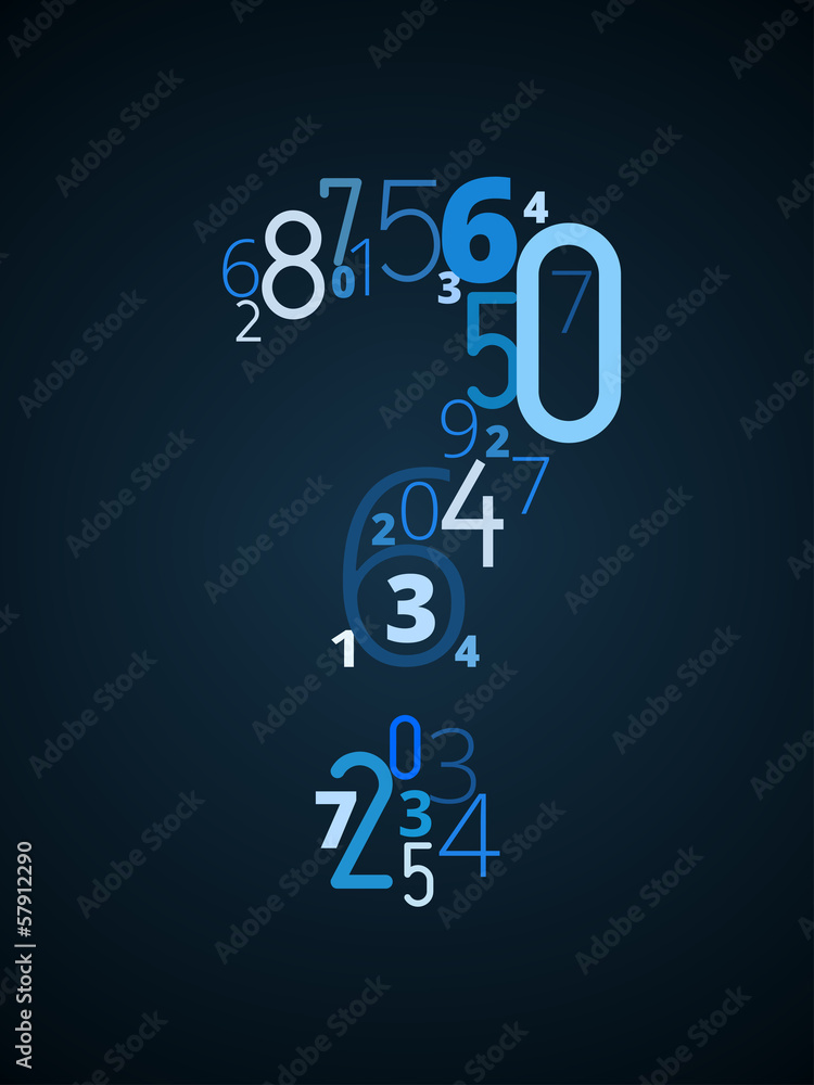 Poster question mark , vector font from numbers