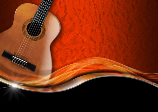 Acoustic Guitar on Luxury Background
