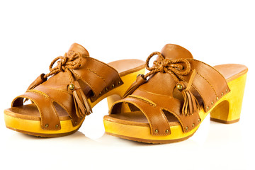  High heel women shoes on white background